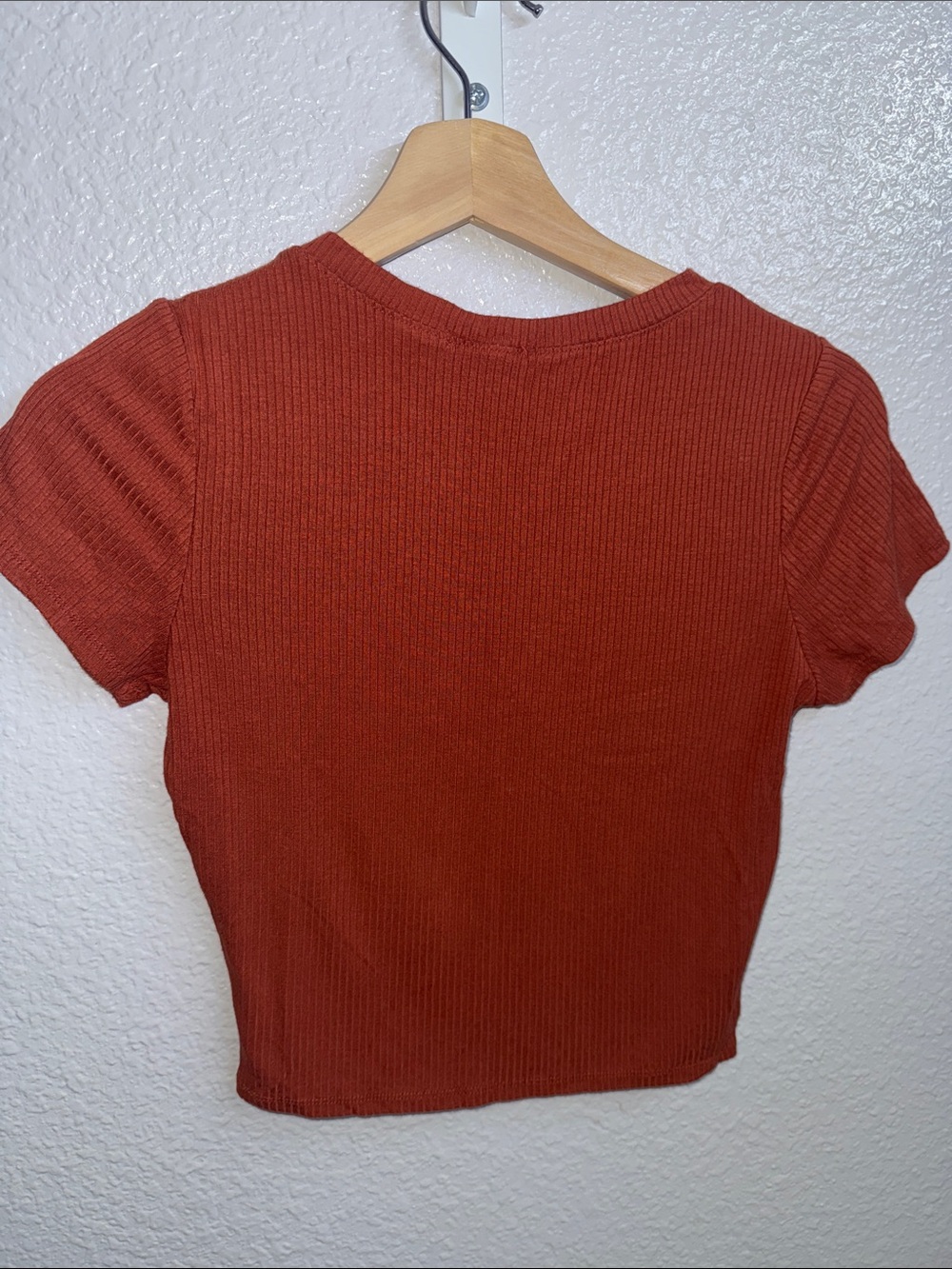 Ribbed Short Sleeve Top - Rust - Picture 4 of 4